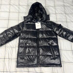 Moncler Shiny Black Hooded Jacket